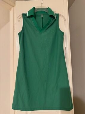 Beyond Yoga Sleeveless Green Polo Mini Dress